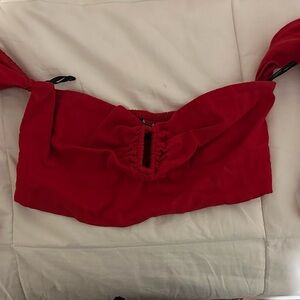 Forever 21 Scarlet Off-Shoulder Crop Top